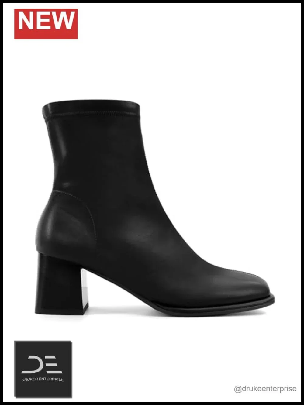 Square Toe Ankle Boots for Women Block Heel Chunky Booties with Side Zipper